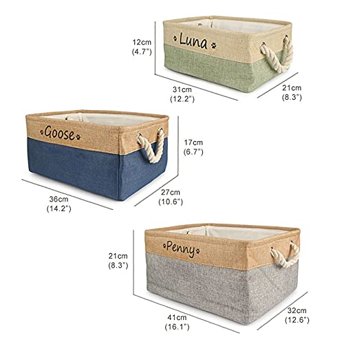  Xingfa Personalized Dog Toy Basket With Name,Custom Dog Toy Basket,Paw Prints Pet Food Storage Container,Dog Toy Box For Small Dogs,New Puppy Supplies (L 41X32X21cm)