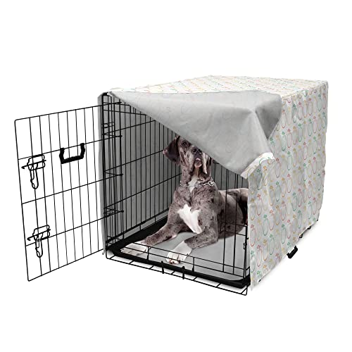  Lunarable Fruit Dog Crate Cover, Natural Theme Colorful Abstract Ripe Apples Motifs Organic Foods, Easy To Use Pet Kennel Cover For Small Dogs Puppies Kittens, 48 Inch, White Multicolor