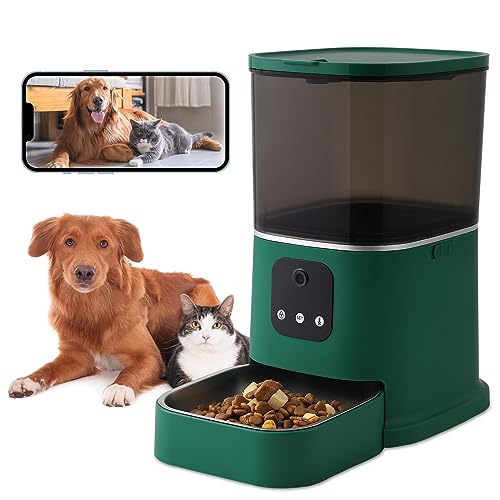  SUITHO Automatic Cat Food Dispenser,Automatic Dog Feeder, HD 1080P Video With Camera,2.4G WiFi Cat Food Timer Feeder, Customize Feeding Plan,6L Smart Pet Feeder For Cats And Dogs Green
