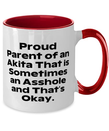 GENERIC Cute Akita Dog Two Tone 11oz Mug, Proud Parent Of An Akita That Is Sometimes An Asshole And, New Cup For Pet Lovers From Friends, Pet Toys, Cat Toys, Dog Toys, Pet Food, Cat Food, Dog Food