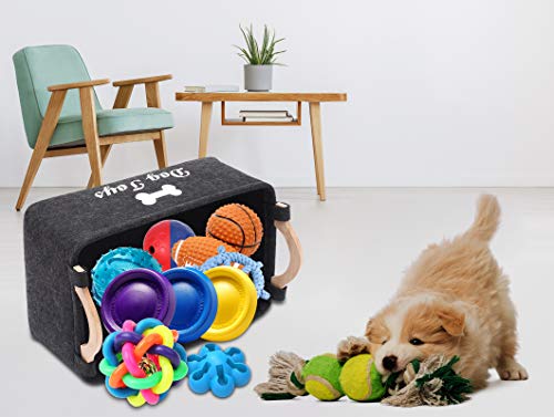  Morezi Felt Pet Toy Box And Dog Toy Box Storage Basket Chest Organizer - Perfect For Organizing Pet Toys, Blankets, Leashes And Food - Dog Toy - Dark Grey