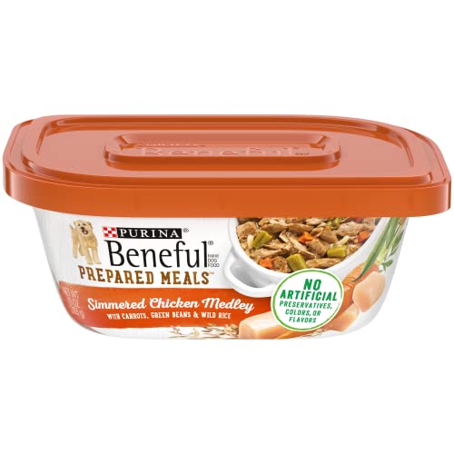 Purina Beneful High Protein Wet Dog Food With Gravy, Prepared Meals Simmered Chicken Medley - (8) 10 Oz. Tubs