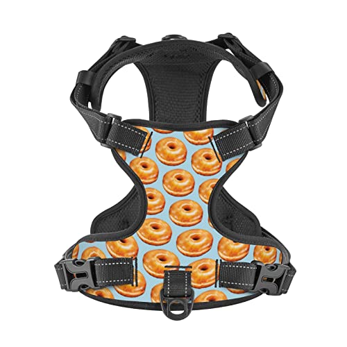  Dog Harness No Pull Walking Pet Harness With Leash, Bagel Food Funny Pattern Adjustable Reflective Oxford Vest With Easy Control Front Clip For Pet Dogs Outdoor
