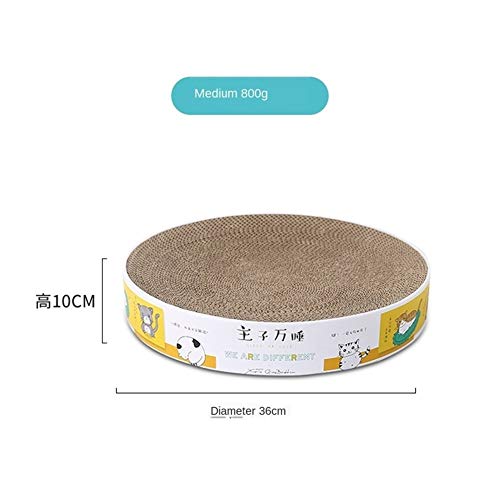  YangYan Round Cardboard Cat Bed House Cat Mat Summer Sleeping Cat Litter Cat Toy Playable Dog Basket Pet Mat Portable Pet Supplies (Color : Light Yellow, Size : Round)