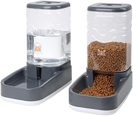  ELEVON Automatic Dog Cat Gravity Food And Water Dispenser Set With Pet Food Bowl For Small Large Pets Puppy Kitten Rabbit Large Capacity(Black)