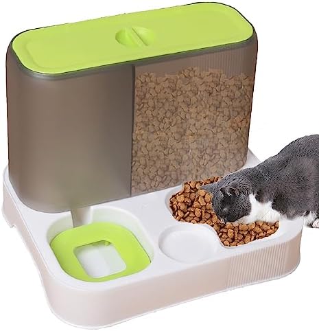  Automatic Pet Feeding Set, Small Dog And Cat Bowls For Food And Water, 1L Feeder And 2.8L Water Dispenser, Ideal For All Breed, 2-Pack（Grey）