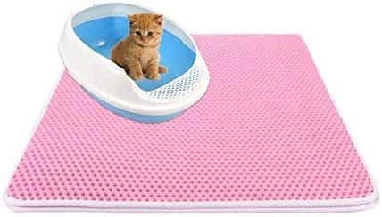  YangYan Waterproof Pet Cat Litter Mat Double Layer Litter Cat Pads Trapping Pet Litter Box Mat Cat Products Bed For Cats House Clean (Color : Pink, Size : 40X50cm)
