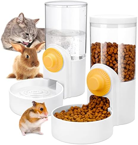  Jspupifip 35oz Rabbit Automatic Food Water Dispenser,Hanging Pet Food Water Dispenser Cage Automatic Feeder Set For Small Cats Dogs Rabbit Chinchilla Guinea Pig Hedgehog Ferret(Green)
