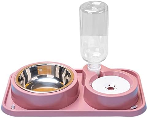  AYENCI Cat Automatic Water, Dog Cat Food Bowl Automatic Feeder With Water Dispenser Dog Drinking Bottle Pet Food Container Detachable Stainless Steel Bowl (Color : QG)