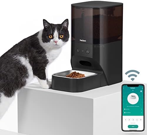  Pettliant Automatic Cat Feeders With 2 Food Compartments, 2.4G WiFi Automatic Dog Feeder With APP Control Customizable Feeding Schedules For 2 Different Food Types 1-10 Meals,Dog/Cat Food Dispenser-5L