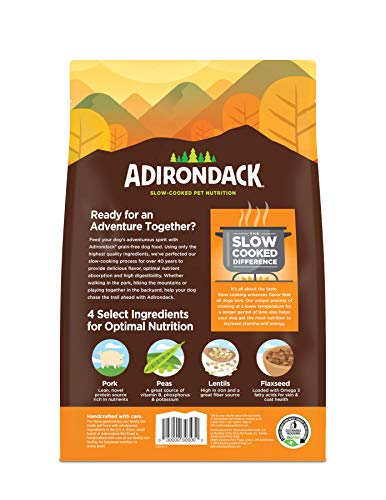  Adirondack Dog Food Made In USA [Limited Ingredient Grain Free Dog Food], Weight Management Dry Dog Food, Pork And Lentils Recipe, 4 Lb. Bag