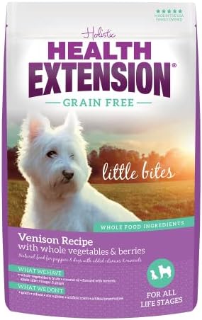  Health Extension Little Bites Dry Dog Food, Natural Food With Vitamins & Minerals, Suitable For All Puppies, Grain Free Buffalo & Whitefish Recipe With Whole Vegetable & Berries (10 Pound / 4.5 Kg)