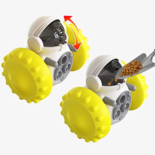  Pet Treat Dispensing Puzzle Slow Feeder Toys For Small And Medium Dogs,Fun Multifunction Interactive Chase Dog Cat Toys,Pet Leaky Food Tumbler Toy, Great Alternative To Dog Bowl For Dogs (Yellow)