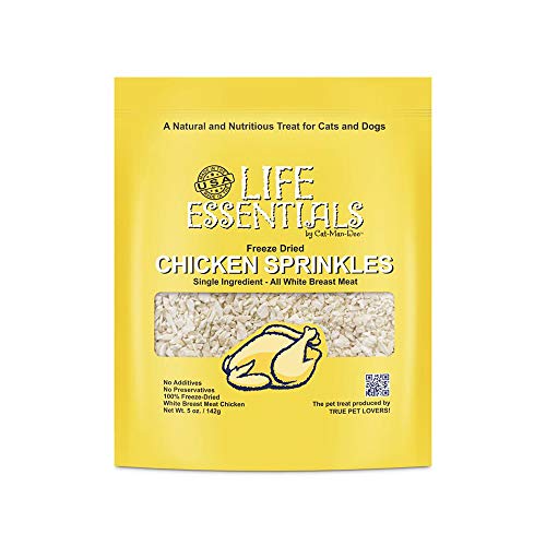 Cat-Man-Doo Life Essentials All Natural Freeze Dried Chicken Crushed Sprinkles Powder For Dogs & Cats - No Fillers, Preservatives, Or Additives - No Grain Tasty Treat -Made In USA (5 Oz Bag)