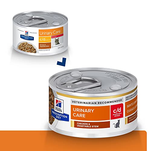  Hill's Prescription Diet C/d Multicare Stress Urinary Care Chicken & Vegetable Stew Wet Cat Food, Veterinary Diet, 2.9 Oz. Cans, 24-Pack
