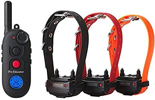  Educator Pro 1/2 Mile Dog Training Collar With Ergonomic Remote, Safe Humane Vibration Stimulation, Pavlovian Tone, Waterproof, Odorproof Biothane Collar, Night Light, Rechargeable, 3 Dog, Black