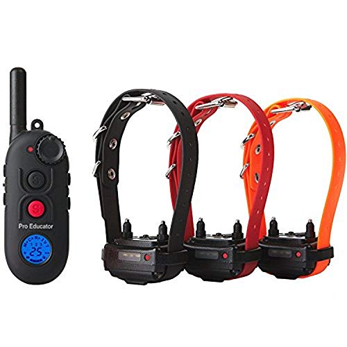  Educator Pro 1/2 Mile Dog Training Collar With Ergonomic Remote, Safe Humane Vibration Stimulation, Pavlovian Tone, Waterproof, Odorproof Biothane Collar, Night Light, Rechargeable, 3 Dog, Black