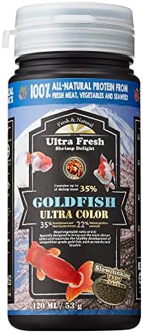  Ultra Fresh Sinking Goldfish Food, Color Enhancing, Balanced Diet, All Natural Ingredients, Clear Water Formula, Slow Sinking Gold Fish Pellets, Goldfish Ultra Color (4.6 Oz)