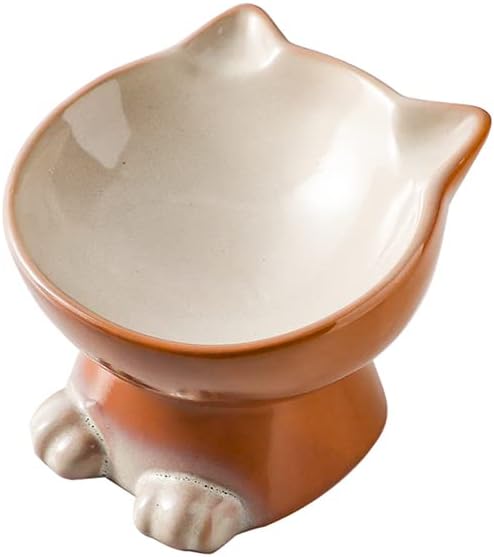 Nihow Ceramic Basic Cat Bowls: 6.25 Inch Cat Bowl For Food & Water - Food Grade Cat Dish For Large-Sized Cat/Medium-Sized Dog - Microwave & Dishwasher Safe -Elegant Blue & Black (8.5 OZ /1 PC)