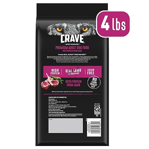  CRAVE Grain Free High Protein Adult Dry Dog Food With Lamb, 4 Lb. Bag