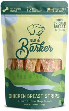  Beg & Barker Chicken Jerky For Dogs (10 Oz, Pack Of 1) - Dog Training Treats - Natural Dog Treats Made In The USA - Grain Free, Diabetic-Friendly, High Protein, Sugar-Free (Chicken Dog Jerky)
