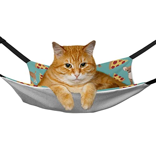  Whetklo Pet Cage Hammock,Chihuahua Dog Pizza Novelty Food Print Cute Dog Canvas Hanging Bed Reversible Small Pet Hammock For Kittens Cats Rat And Small Animals