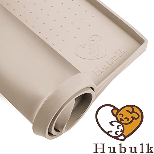  Hubulk Dog Feeding Mat,Silicone Pet Food And Water Bowl Placemat,Dishwasher, High Raised Edge To Prevent Spills,Nonslip Waterproof Tray To Stop Messes On Floor（24"x16"x0.5", Taupe）