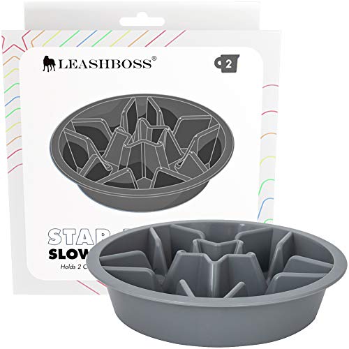  Leashboss Slow Feeder Dog Bowls - Cup Maze Puzzle Food Bowl With Feeder Holes, Fits Into Elevated Pet Feeders - Slow Eating For Large, Medium & Small Sized Breeds (2 Cup - 7.5-8 Inch Feeder Holes)