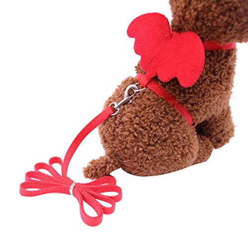  XxiaoTHAWxe Pet Leash Traction Rope, Cute Solid Color Mini Wings Nylon Pet Harness Chest Strap Dog Cat Lead Leash For Walking Training Running - Coffee XS