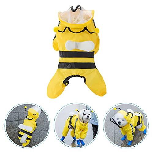  1 Pc Pet Bee Shaped Rain Slicker Hooded Raincoat Stylish Pet Raincoat For Dog Dog Sweater
