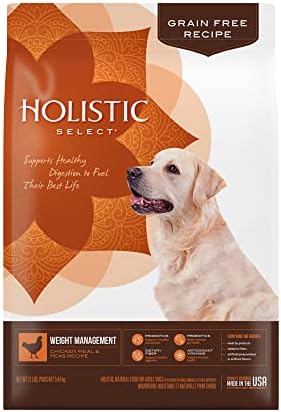  Holistic Select Natural Grain Free Dry Dog Food, Weight Management Chicken Meal & Peas Recipe, 24-Pound Bag