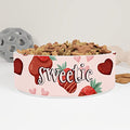 GENERIC Strawberry Covered Chocolate Pattern Personalized Pet Bowl Cat Bowls, Cute Dog Bowl With Name, Custom Ceramic Dog Cat Pet Bowls Available In Two Sizes
