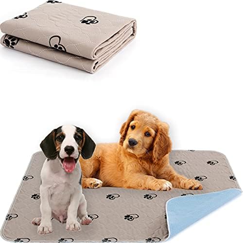  KAWALA Washable Pee Pads For Dogs Reusable Puppy Potty Training Pads Non-Slip Whelping Pads Waterproof Fast Absorption Housebreaking Pads Food Bowl Mats+Free Grooming Gloves
