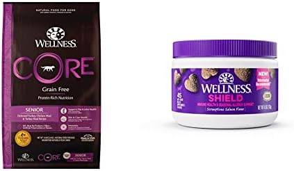  Wellness CORE Grain-Free Senior Dry Dog Food, Made In USA With Natural Ingredients, No Meat By-Product, Fillers, Artificial Flavors, Or Preservatives (12-Pound Bag, Turkey)