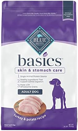  Blue Buffalo Basics Skin & Stomach Care, Natural Adult Dry Dog Food, Salmon & Potato 24-lb