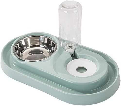 Double Dog Cat Bowls, Raised Pets Water And Food Bowl Set With Automatic Water Dispenser Bottle Detachable Stainless Steel Bowl No-Spill Pet Feeder For Small Medium Dogs And Cats Puppy Kitten Rabbit