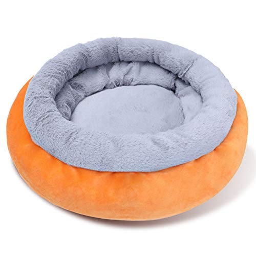  SONGBIRDTH Cat Round Litter Pad Small Dog Winter Sleeping Mat Anti-Slip Cattery Pet Supply,Breathable Cotton Blend,Removable Easy To Clean Orange S
