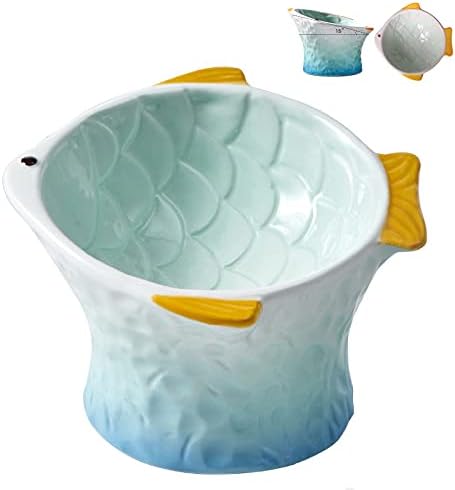  Raised Tilted Ceramic Cat Bowl - Cute Elevated Slanted Shallow Angled Cat Dish - Personalized Pet Feeder For Food Feeding - Ergonomic Anti Vomiting Whisker Fatigue - Size For Cat And Small Dog