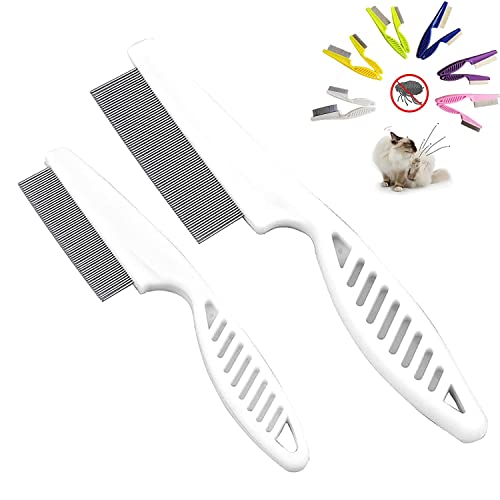  Zentric Magic Pet Comb, Zentric Multifunctional Pet Hair Comb Flea And Tear Stain Removal,dog Comb, Flea Comb For Dogs And Cats, Pet Comb (1 Pair, White)