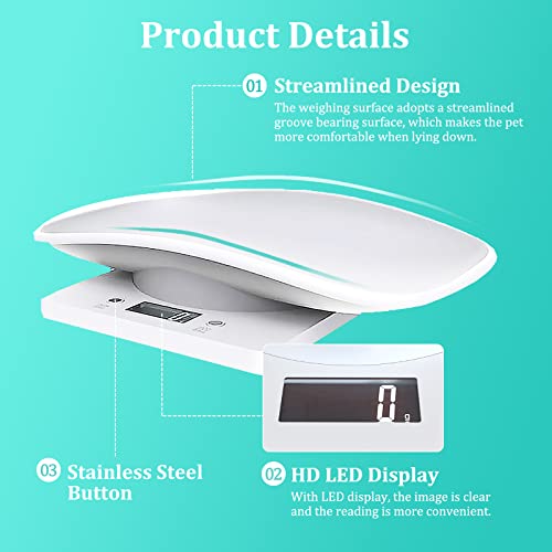  Digital Mini Pet Scale, Small Animal Weight Scale, Portable LCD Electronic Weighing Scale With Tray(Max. 22 Lbs), Multifunction Kitchen Scale For Food/Puppy/Kitten/Lizard/Hamster/Tortoise/Whelping