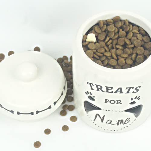  EassyHoo Airtight Dog Treat Container, Ceramic Dog Treat Jar With Lid, 4.2" Round X 6.5" Tall White Dog Treat Canister, Large Dog Cookie Jar For Dogs, Pet Treat Container Airtight, Dog Treat Jars For Pets