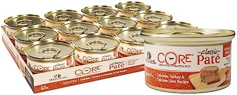  Wellness CORE Grain-Free Wet Kitten Food, Natural Canned Food For Cats, Made With Real Meat (Kitten, Turkey & Chicken Liver, 3 Oz Can, 12 Pack)