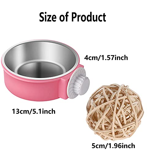  Rabbit Bowls Set, Big Pet Bunny Food Bowls Small Animals Cage Bowl And Stainless Steel Hanging Water Food Feeder Bowls For Big Bunny Food Dish (4 PCS)