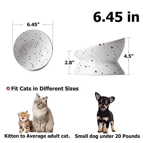  Y YHY Elevated Cat Bowls Anti-Vomiting, Tilted Raised Cat Bowl, Ceramic Cat Bowls For Flat Faced Cats, Small Dogs, Protect Pets Spine, Dishwasher And Microwave Safe