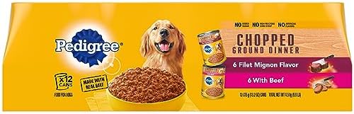  PEDIGREE CHOPPED GROUND DINNER Adult Canned Soft Wet Dog Food, Chicken & Rice Dinner, 13.2 Oz. Cans (Pack Of 12)
