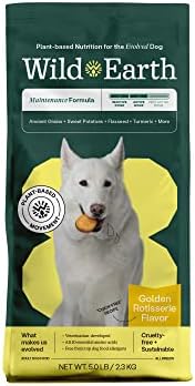  Wild Earth Vegan Dry Dog Food Performance Formula | Plant-Based Vegetarian Kibble | Wheat-Free, Allergen-Free, Veterinarian-Developed | Veggie Chick'n Kabob Flavor, 4lb Bag