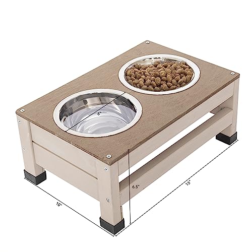 GENERIC Outdoor Fir Wood Dog House With An Open Roof Ideal For Small To Medium Dogs. With Storage Box, Elevated Feeding Station With 2 Bowls. Weatherproof Asphalt Roof And Treated Wood