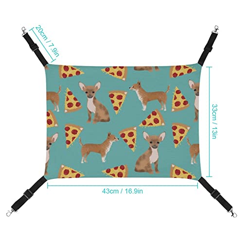  Whetklo Pet Cage Hammock,Chihuahua Dog Pizza Novelty Food Print Cute Dog Canvas Hanging Bed Reversible Small Pet Hammock For Kittens Cats Rat And Small Animals