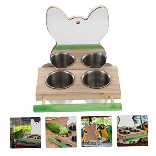  EVANEM 2 Pcs Food Cup Parakeet Perch Squirrel Feeders Comida Para Periquitos Bird Feeder With Mirror Bird Feeding Dish Cups Bird Hanging Water Feeder Bird Grinding Perch Parrot Feeder Pet (Color : As