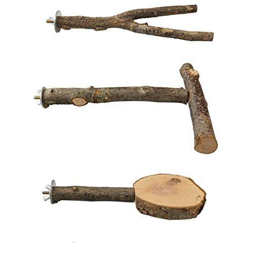  JYDQM 3Pcs/Set Bird Toy T-Shaped Wooden Bird Perches Parrot Stand Playstand Play Toys For Budgie